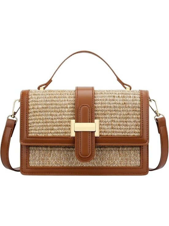 Handbags - Woven Straw Crossbody Bag for Women - Small Summer Purse & Beach Handbag
